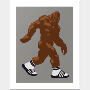 Bigfoot Wearing Slides with Socks Posters and Art